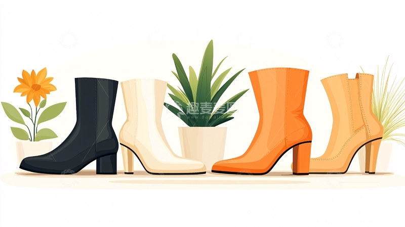 高清大图下载【趣麦麦图】彩色高跟短靴排列