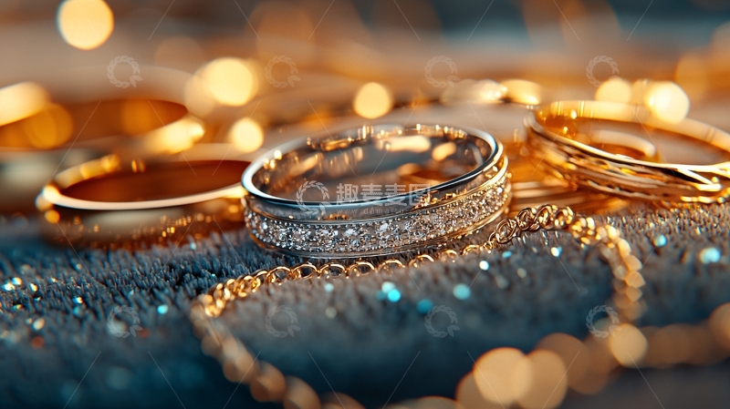 高清大图下载【趣麦麦图】精美戒指在闪光背景上