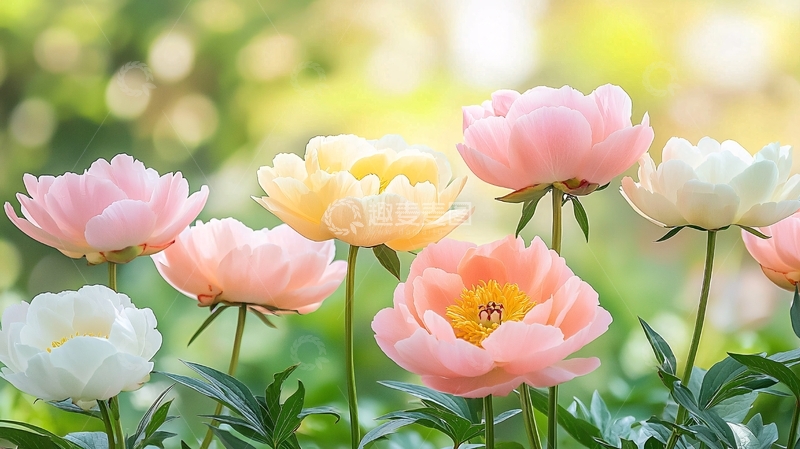 高清大图下载【趣麦麦图】粉色系牡丹花盛开