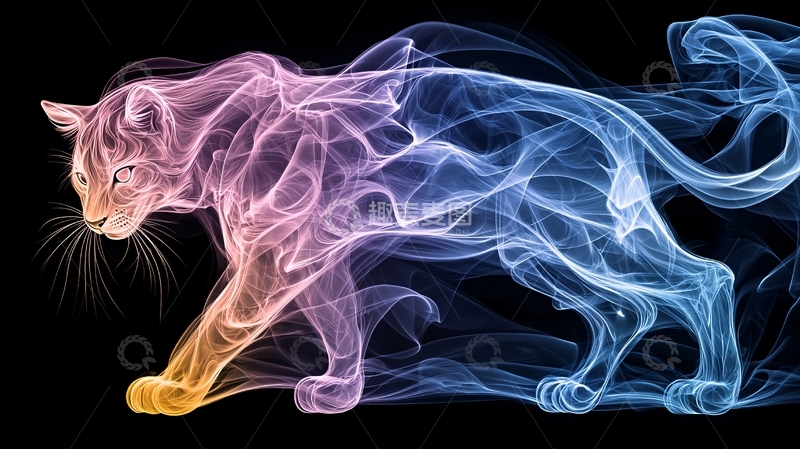 高清大图下载【趣麦麦图】烟雾效果的猫