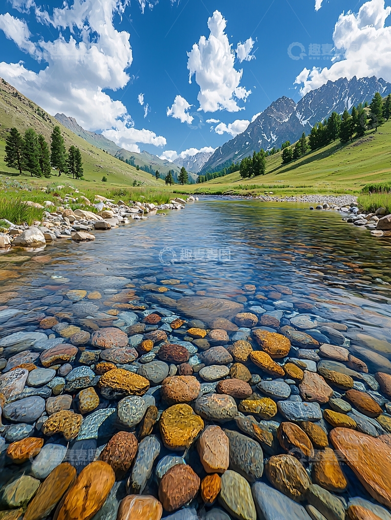 高清大图下载【趣麦麦图】山间清澈的溪流