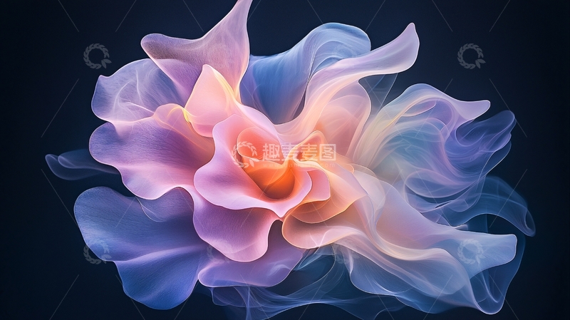 高清大图下载【趣麦麦图】抽象花朵水彩风格