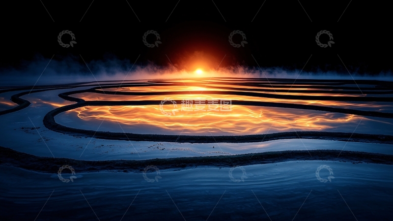 高清大图下载【趣麦麦图】熔岩河流与夜空的壮丽景象