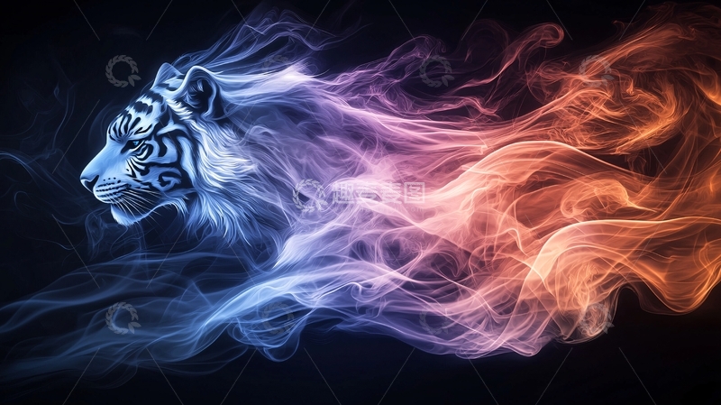 高清大图下载【趣麦麦图】火焰与冰霜的虎