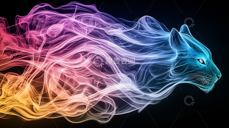 高清大图下载【趣麦麦图】色彩烟雾效果猎豹
