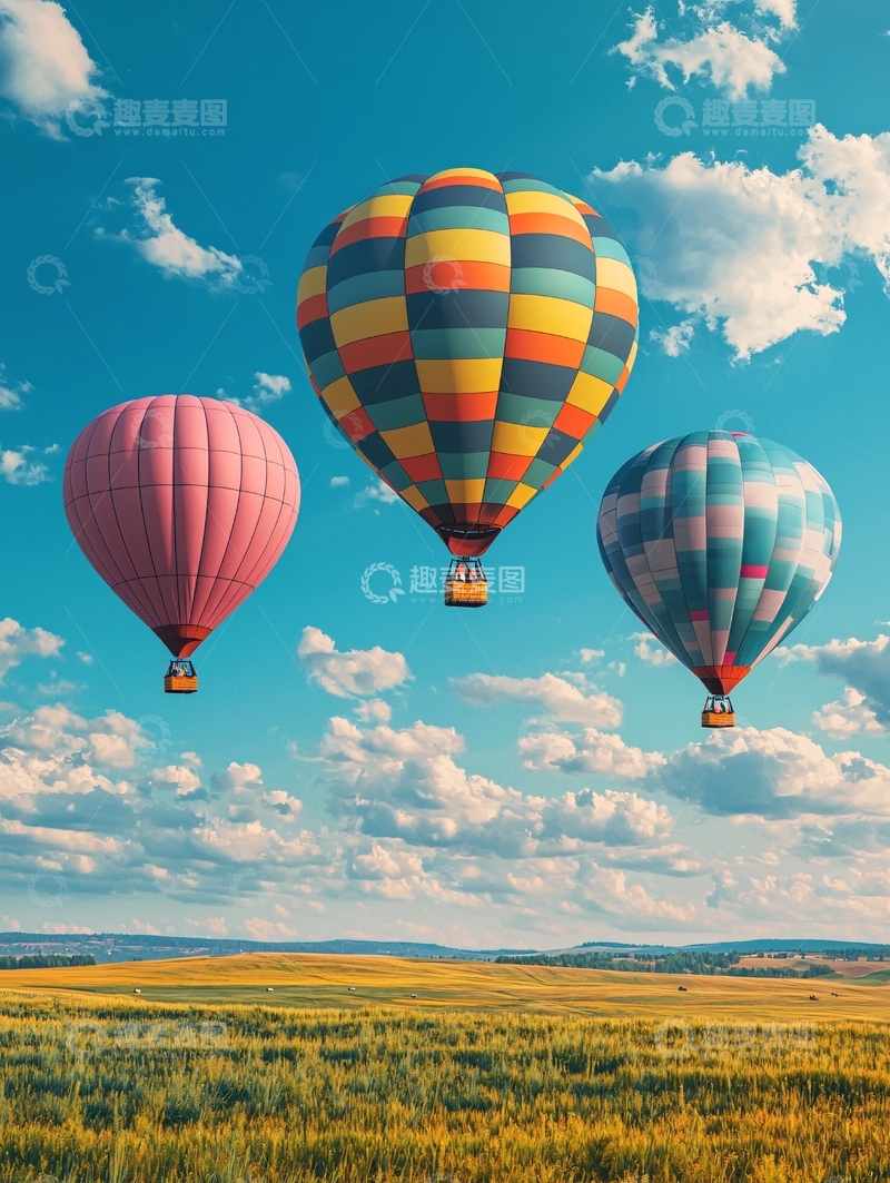 高清大图下载【趣麦麦图】色彩鲜艳的热气球