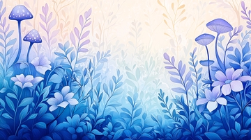 蓝色梦幻蘑菇花园