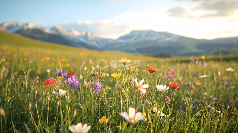 高清大图下载【趣麦麦图】鲜花盛开的草地