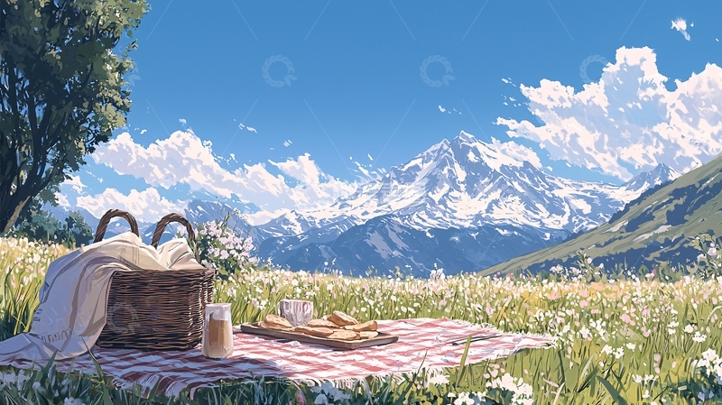 高清大图下载【趣麦麦图】阳光明媚的野餐风景