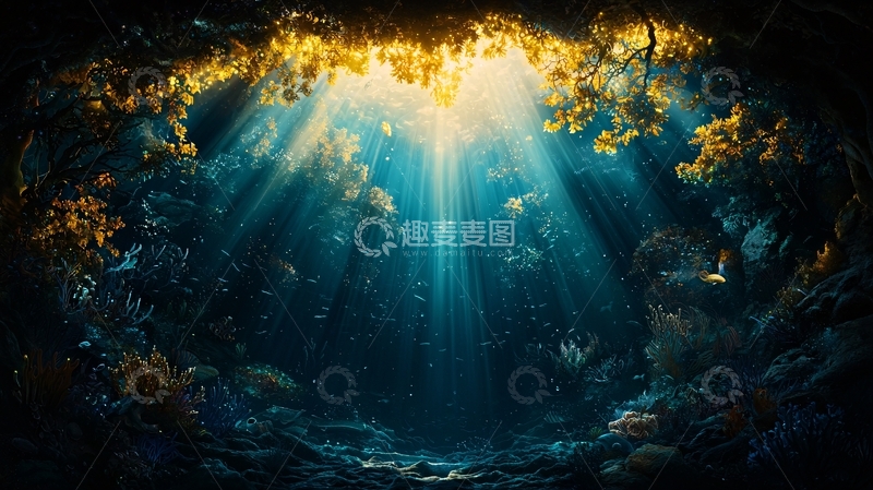 高清大图下载【趣麦麦图】神秘洞穴光线照射