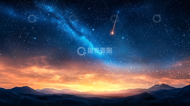 高清大图下载【趣麦麦图】壮丽的星空与流星