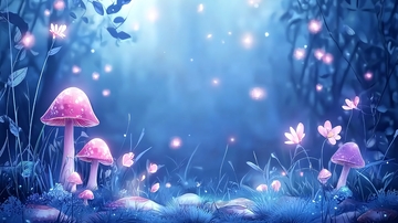 梦幻森林蘑菇夜景