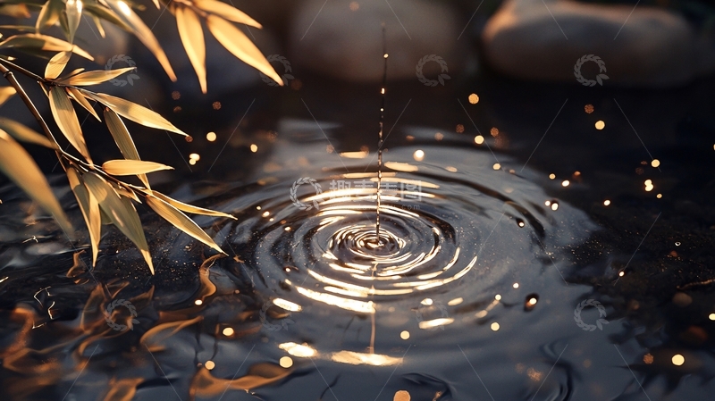 高清大图下载【趣麦麦图】水滴激起涟漪的宁静瞬间