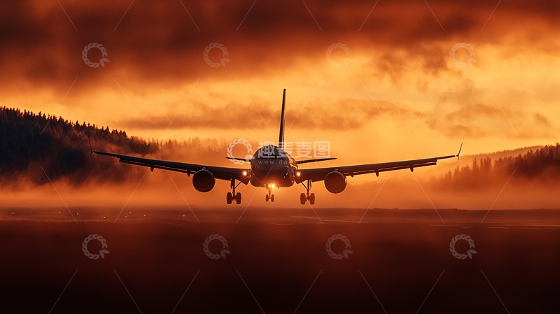 高清大图下载【趣麦麦图】飞机起飞的壮丽瞬间