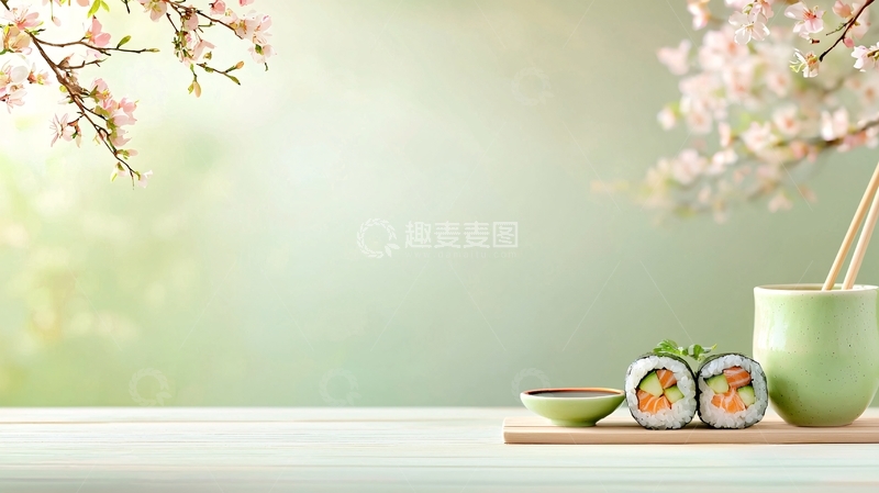 高清大图下载【趣麦麦图】日式寿司清新淡雅背景