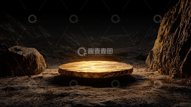 高清大图下载【趣麦麦图】圆形发光石台