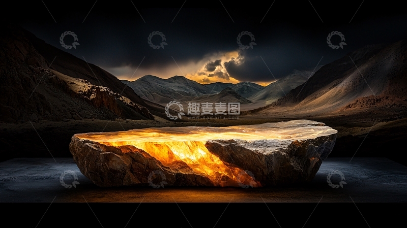 高清大图下载【趣麦麦图】岩石上的金色光芒