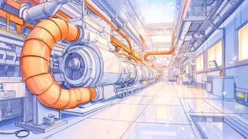 工业生产线机械设备素描图