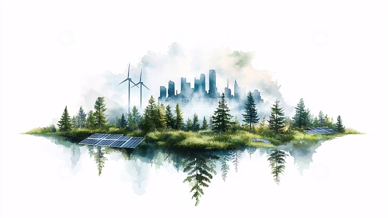 高清大图下载【趣麦麦图】绿色城市岛屿的镜像