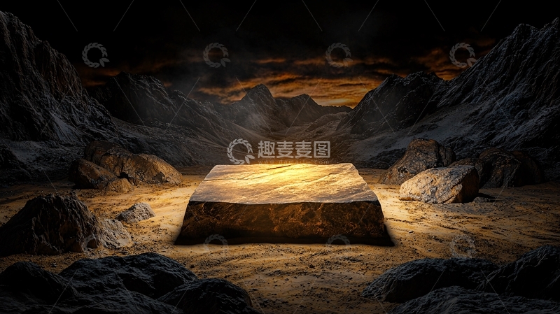 高清大图下载【趣麦麦图】神秘石台位于黑暗山谷中