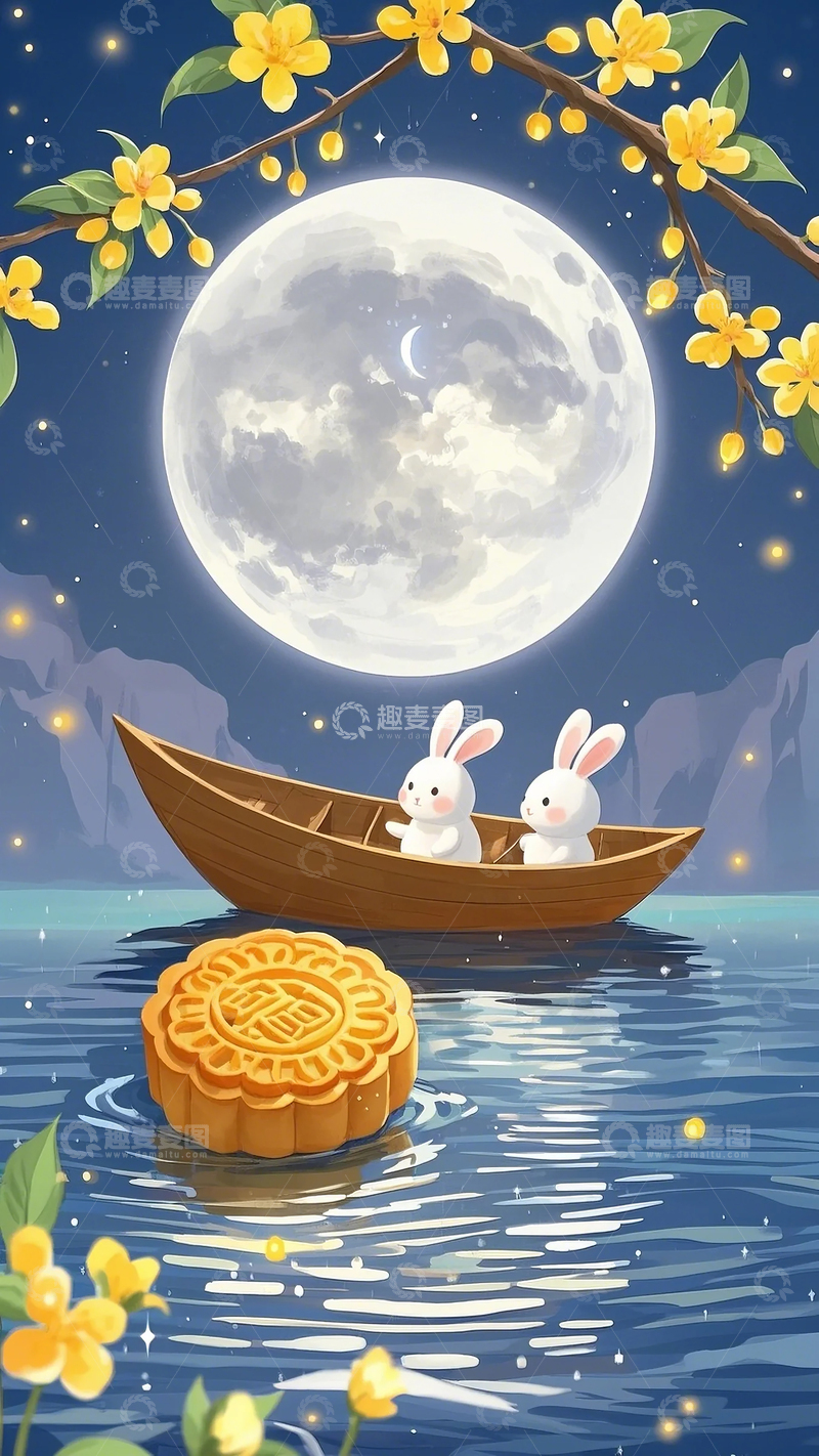 中秋海报插画背景素材