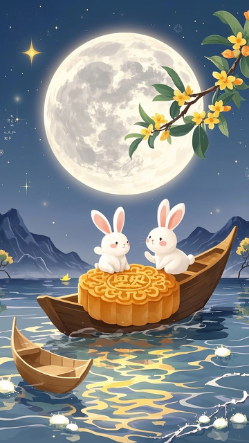 中秋海报插画背景素材1