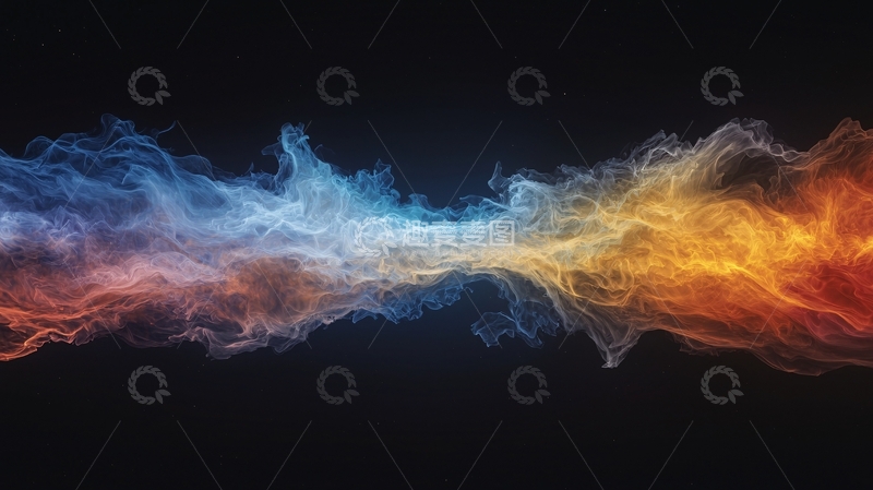 高清大图下载【趣麦麦图】彩色能量波在黑色背景上