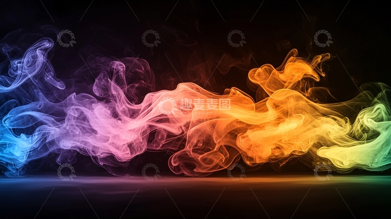 高清大图下载【趣麦麦图】彩色烟雾在黑暗背景上