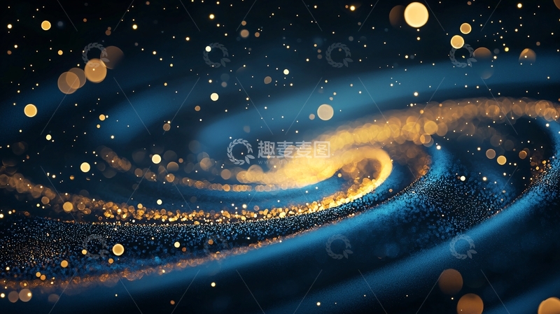 高清大图下载【趣麦麦图】金色波浪与夜空光斑