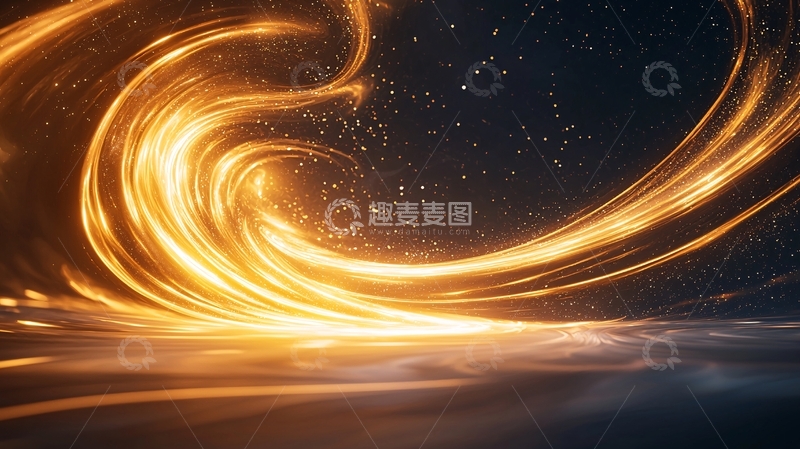 高清大图下载【趣麦麦图】金色光带与星空背景