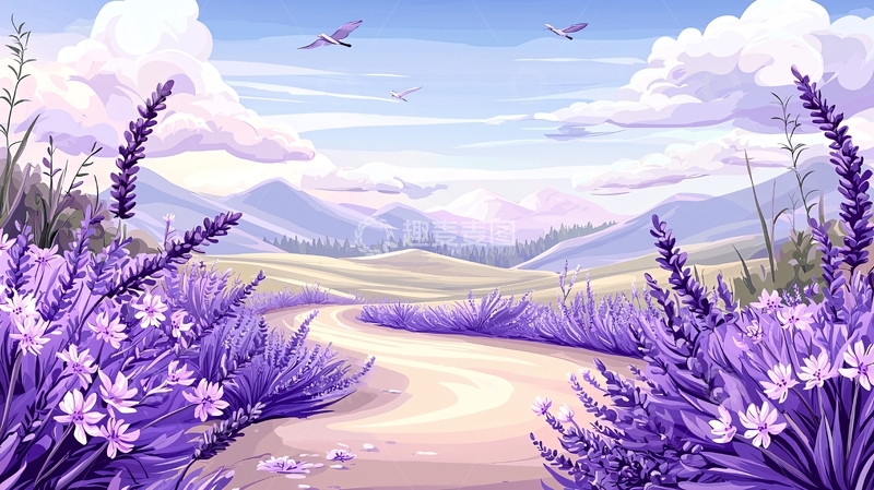 高清大图下载【趣麦麦图】薰衣草田野的梦幻风景