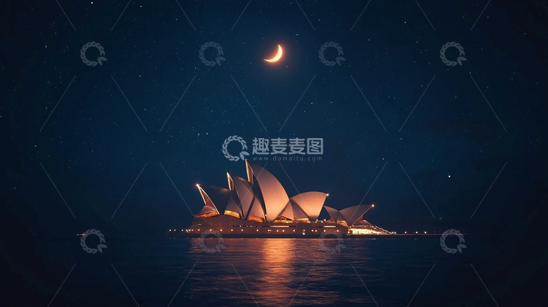 高清大图下载【趣麦麦图】悉尼歌剧院夜景