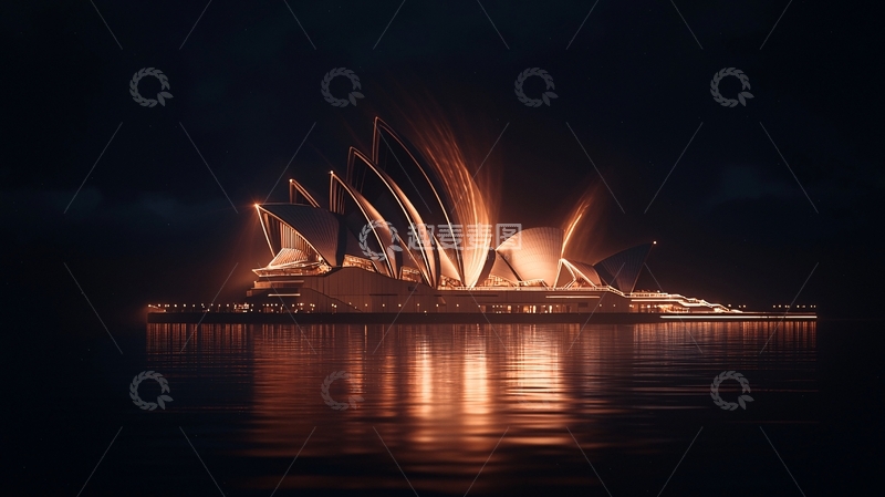 高清大图下载【趣麦麦图】悉尼歌剧院夜景