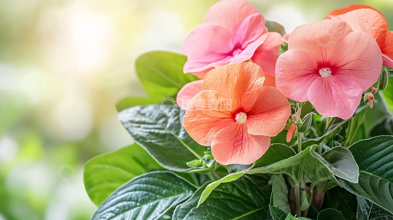 高清大图下载【趣麦麦图】粉色和橙色花朵的特写