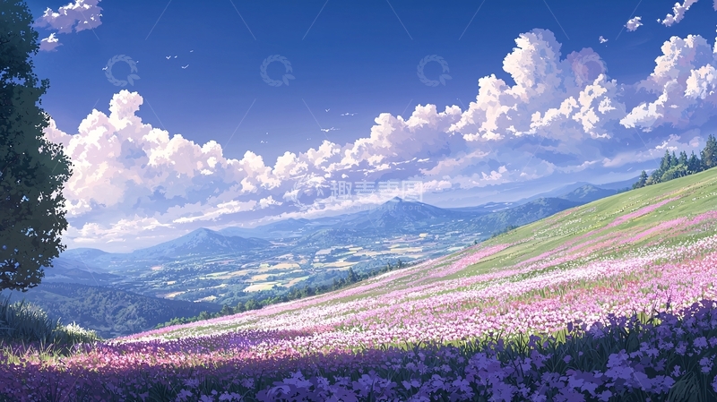 高清大图下载【趣麦麦图】动漫风格的田园风光