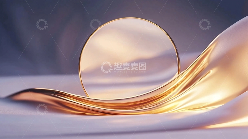 高清大图下载【趣麦麦图】金色流线型抽象艺术背景