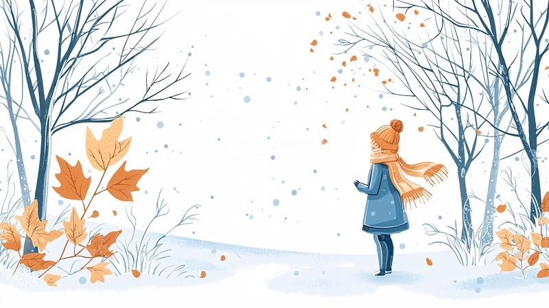 高清大图下载【趣麦麦图】冬季女孩站在雪地里