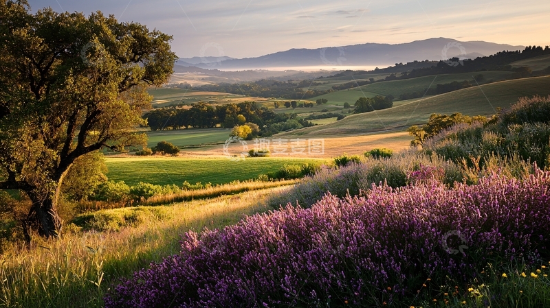 高清大图下载【趣麦麦图】田园风光日出