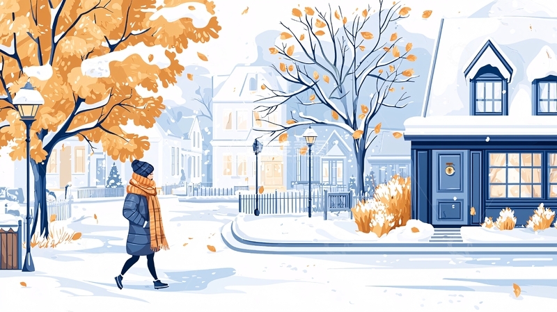 高清大图下载【趣麦麦图】冬季小镇雪景人物