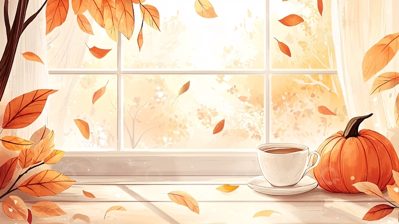 高清大图下载【趣麦麦图】秋日窗边暖色调场景