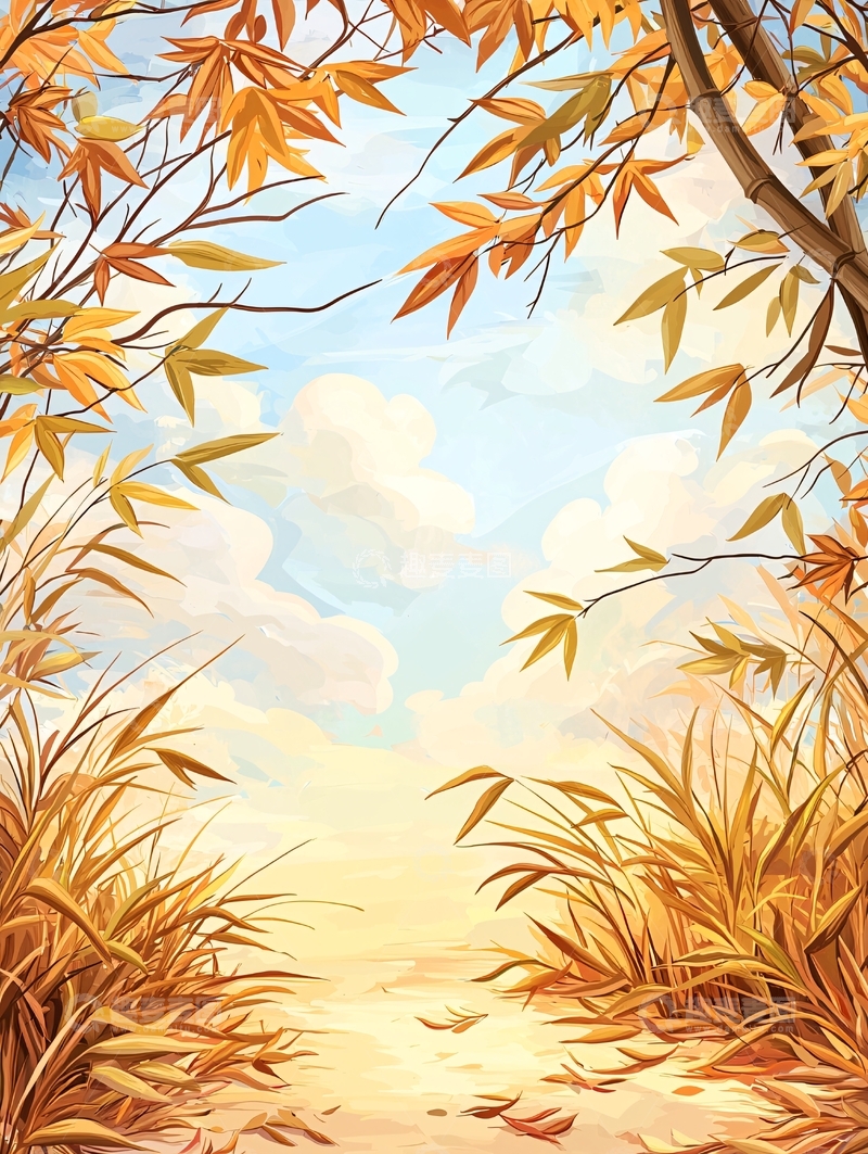 高清大图下载【趣麦麦图】秋日天空下的田野小路