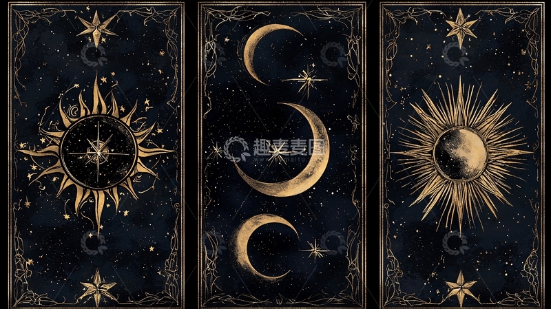 高清大图下载【趣麦麦图】神秘夜空下的星月与太阳