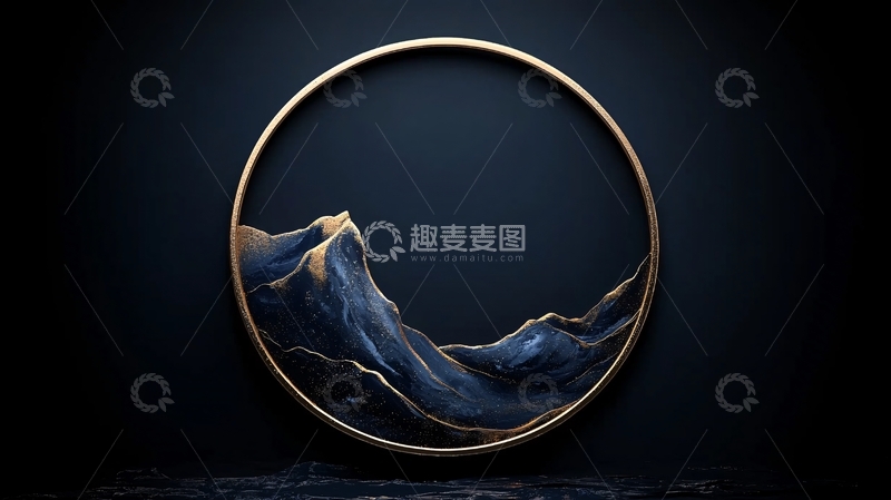 高清大图下载【趣麦麦图】圆环中的山峰夜景