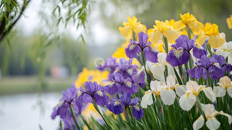 鸢尾花丛高清图片