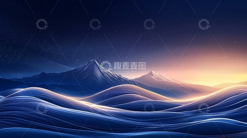 高清大图下载【趣麦麦图】梦幻雪山夜景