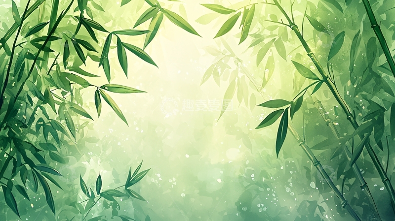 高清大图下载【趣麦麦图】竹林光影清新唯美背景
