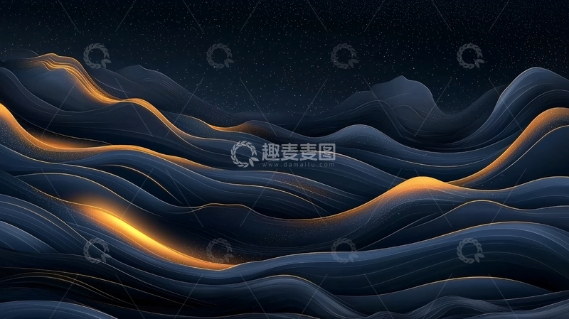 高清大图下载【趣麦麦图】夜空下的波浪线艺术背景