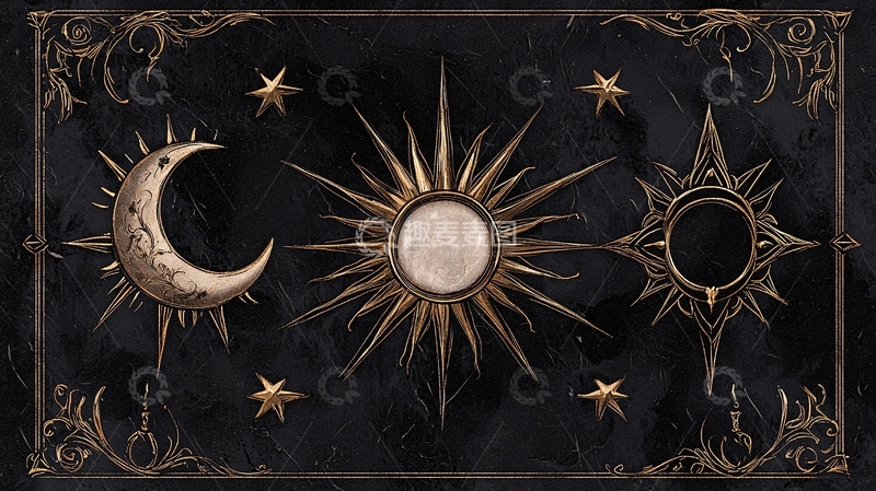 高清大图下载【趣麦麦图】神秘星月夜景插画