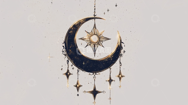 高清大图下载【趣麦麦图】月亮星星挂饰装饰图案