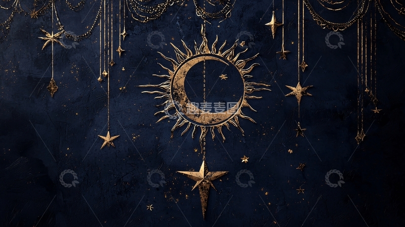 高清大图下载【趣麦麦图】神秘夜空下的太阳与星星